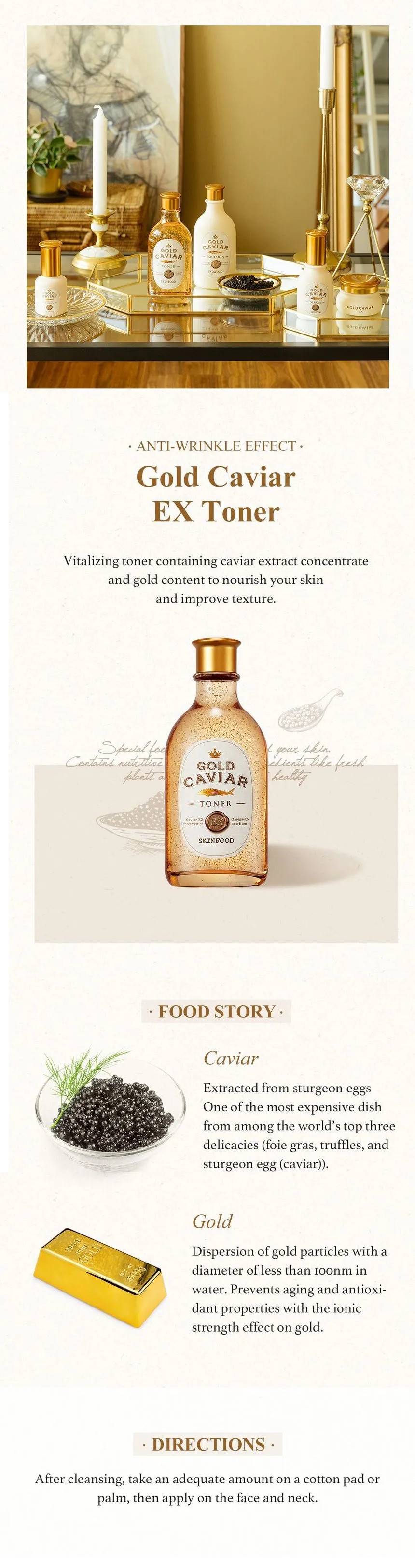 Skinfood Gold Caviar EX Toner 145ml korean skincare product online shop malaysia China hong kong1