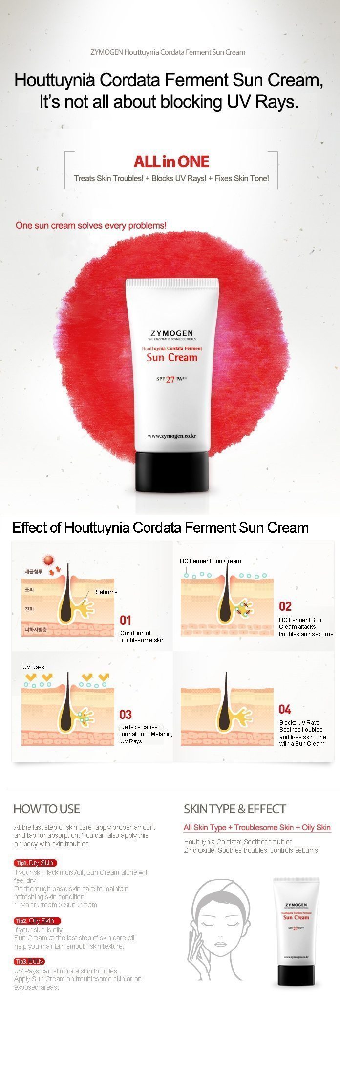 Zymogen Houttuynia Cordata Ferment Sun Cream korean cosmetic skincar product online shop malaysia brazil macau1
