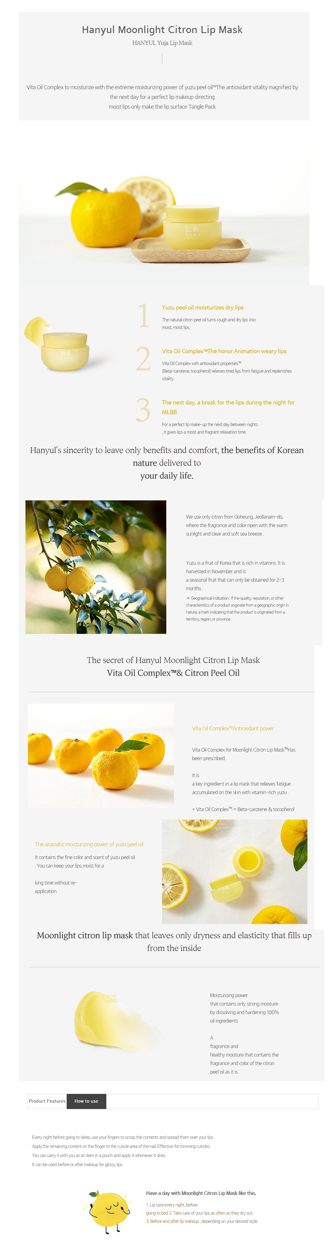 HanYul Moonlight Citron Lip Mask korean skincare product online shop malaysia China macau1