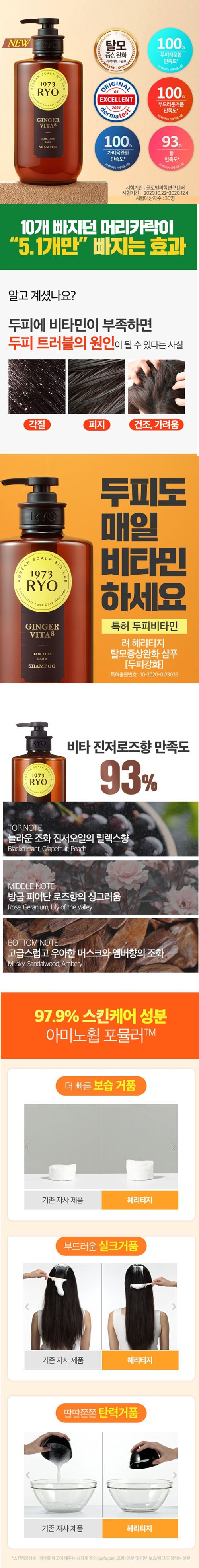 Ryo Heritage Ginger Vita8 Hair Loss Care Shampoo korean skincare product online shop malaysia Taiwan Italy1